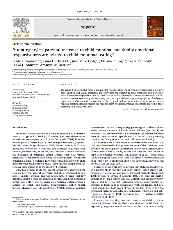 (PDF) Parenting styles, parental response to child emotion, and family ...