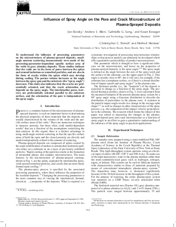 (PDF) Influence of Spray Angle on the Pore and Crack Microstructure of ...