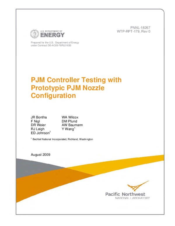 (PDF) PJM Controller Testing with Prototypic PJM Nozzle Configuration