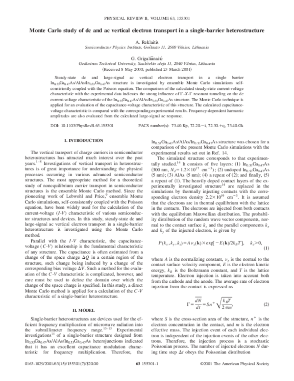 (PDF) Monte Carlo study of dc and ac vertical electron transport in a ...
