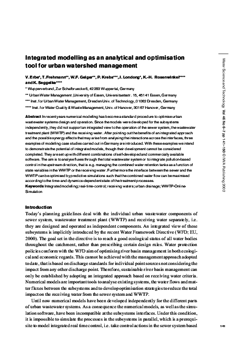(PDF) Integrated modelling as an analytical and optimisation tool for ...