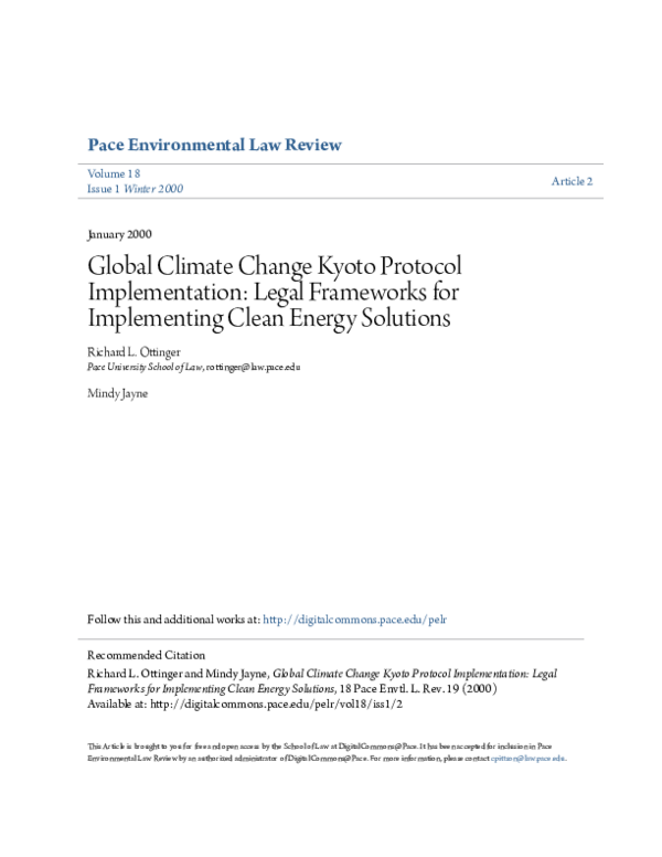 (PDF) Global Climate Change Kyoto Protocol Implementation: Legal ...