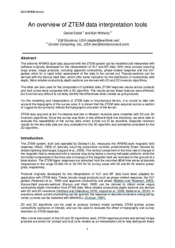 (PDF) An overview of ZTEM data interpretation tools