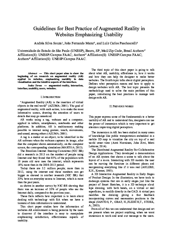 (PDF) Guidelines for Best Practice of Augmented Reality in Websites ...