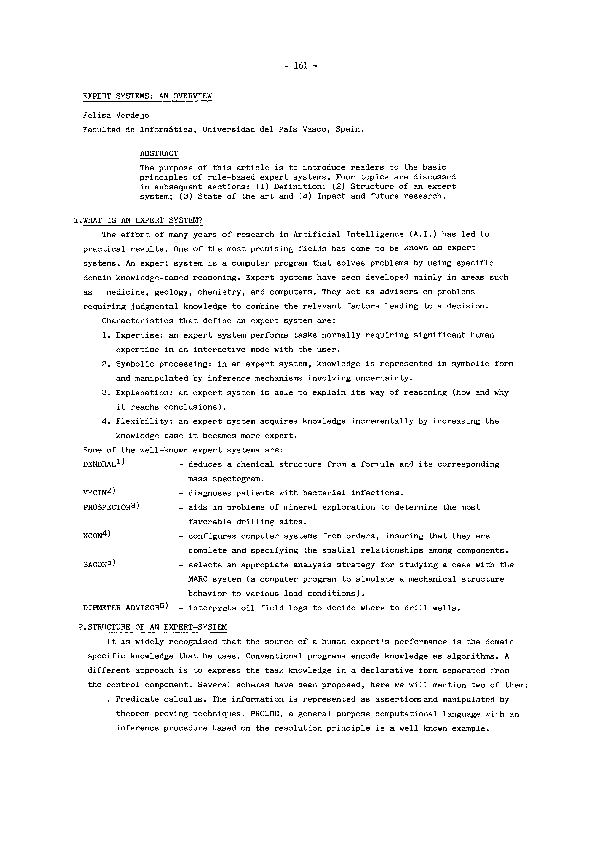 (PDF) Expert systems: An overview | Stephen Kaisler - Academia.edu