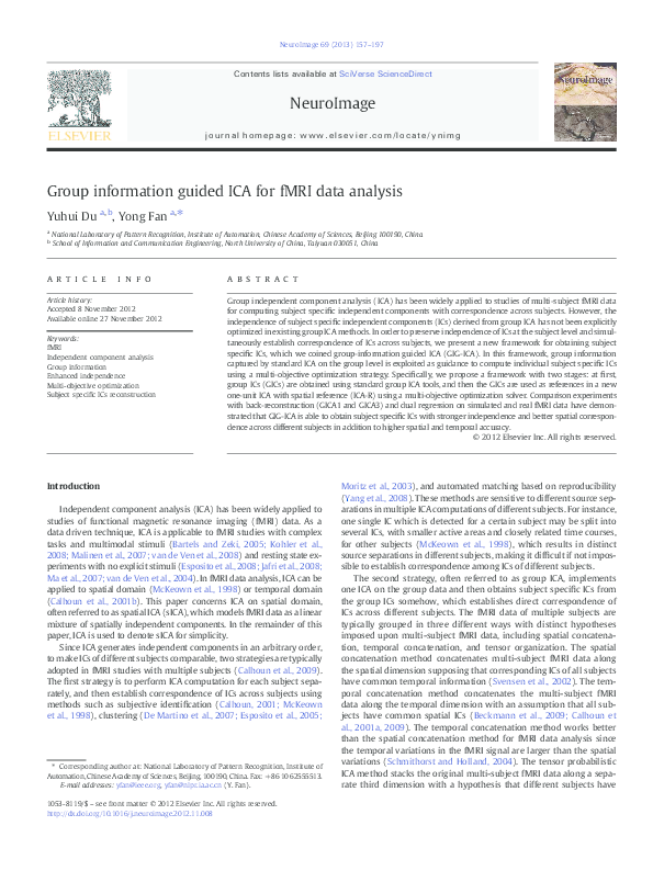 (PDF) Group information guided ICA for fMRI data analysis