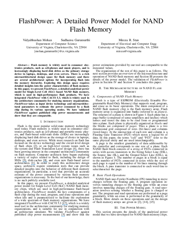 (PDF) FlashPower: A detailed power model for NAND flash memory