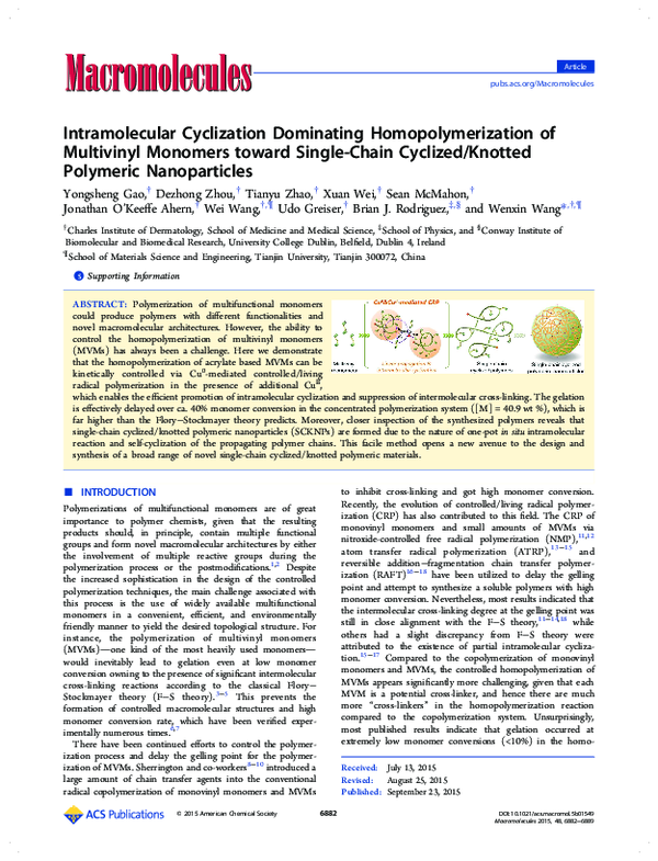 (PDF) Intramolecular Cyclization Dominating Homopolymerization of ...
