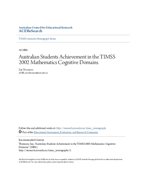 (PDF) Australian Students Achievement in the TIMSS 2002 Mathematics ...