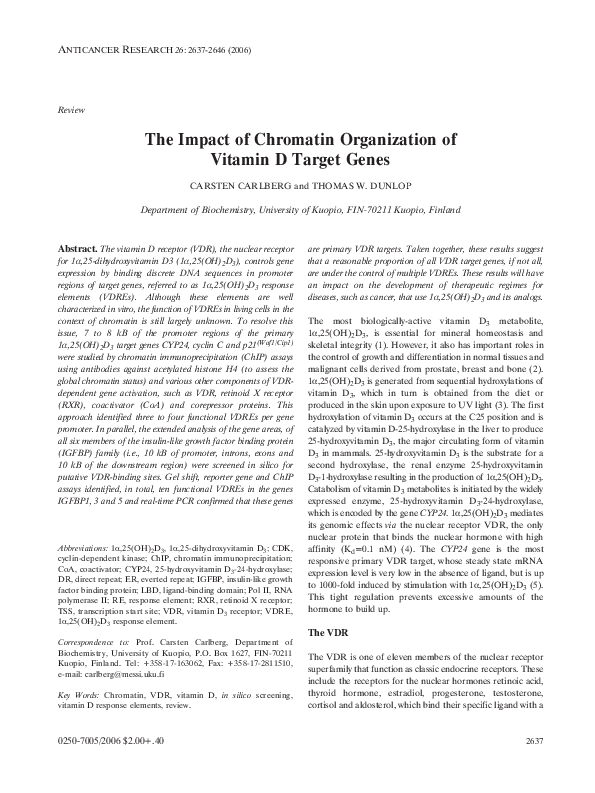 (PDF) The impact of chromatin organization of vitamin D target genes