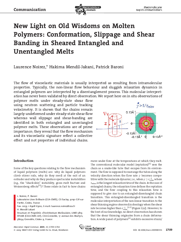 (PDF) New Light on Old Wisdoms on Molten Polymers Conformation