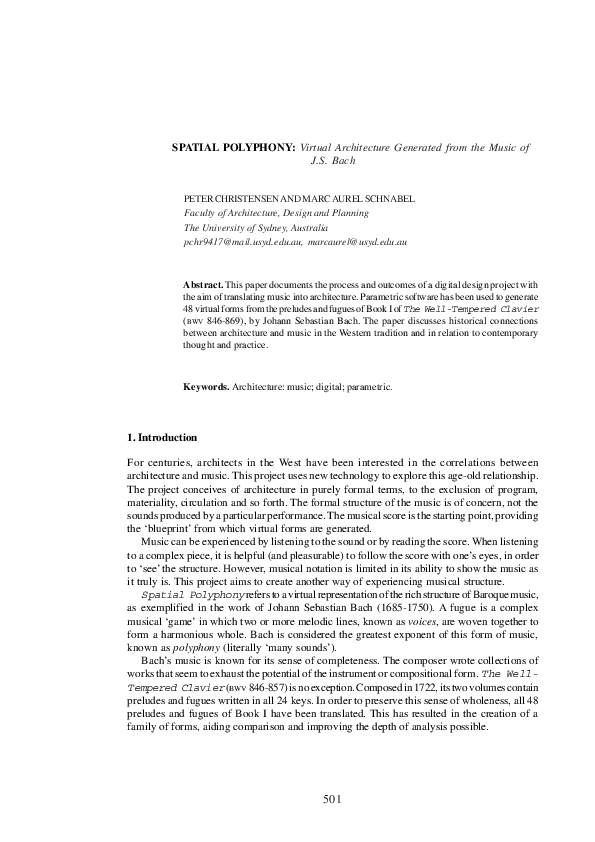 (PDF) Spatial Polyphony: Virtual Architecture Generated from the Music ...
