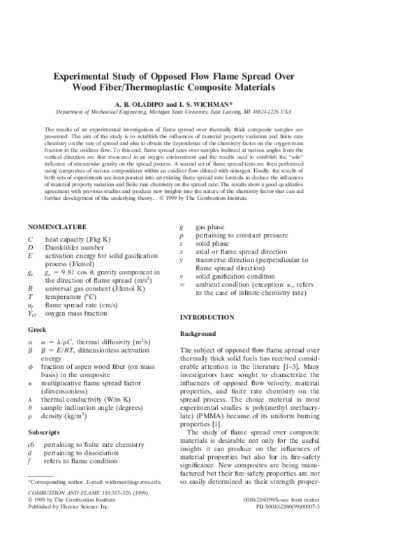 (PDF) Experimental study of opposed flow flame spread over wood fiber ...
