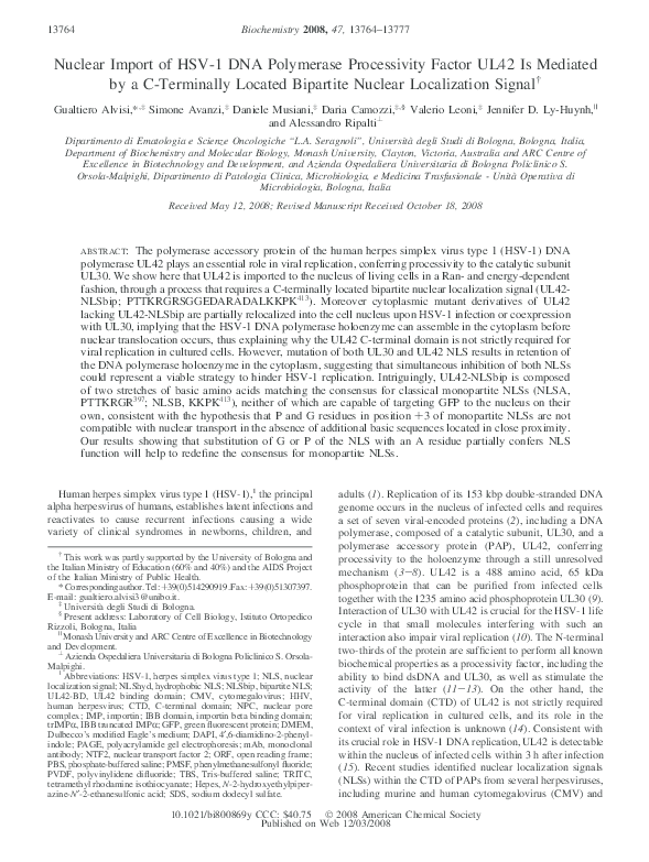 (PDF) Nuclear Import of HSV-1 DNA Polymerase Processivity Factor UL42 ...