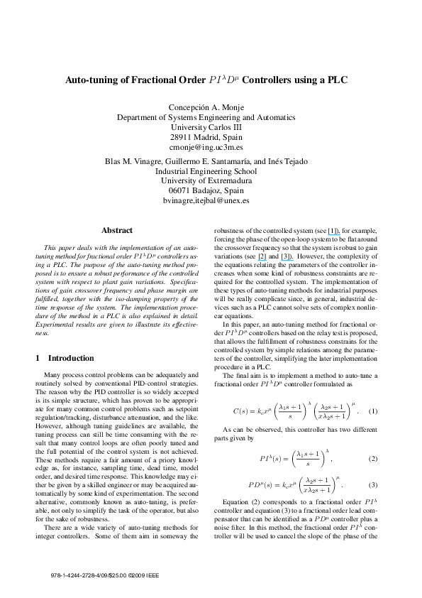 (PDF) Fully automated tuning and implementation of fractional PID ...