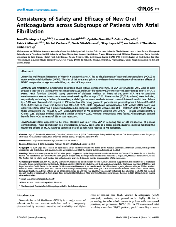 (PDF) Consistency of Safety and Efficacy of New Oral Anticoagulants ...
