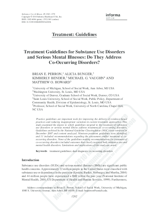 (PDF) Treatment Guidelines for Substance Use Disorders and Serious ...