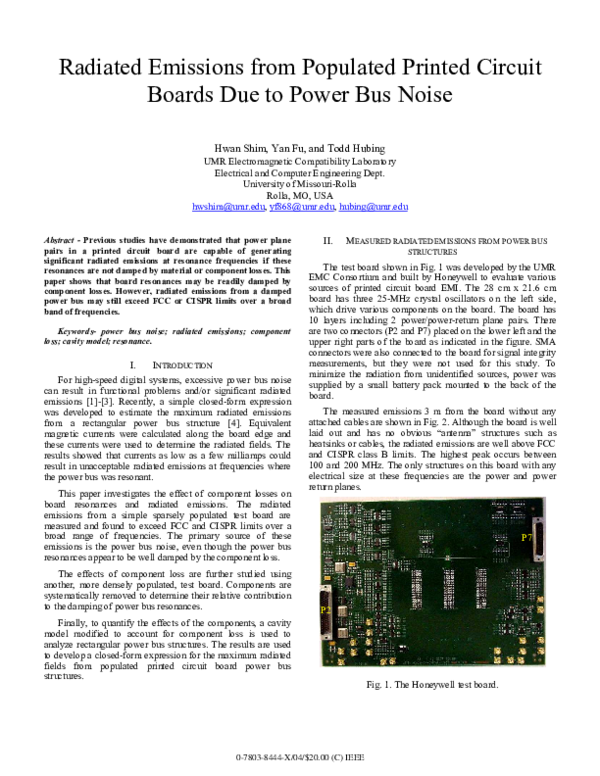 (PDF) Radiated emissions from populated printed circuit boards due to ...
