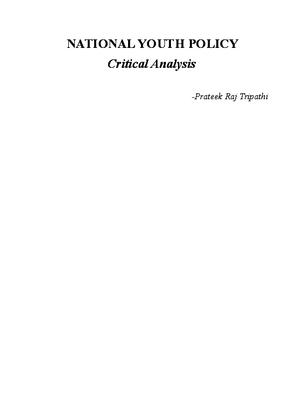 (DOC) NATIONAL YOUTH POLICY Critical Analysis