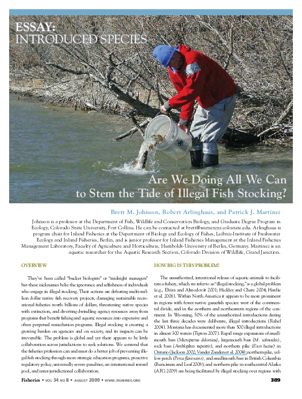 (PDF) Are We Doing All We Can to Stem the Tide of Illegal Fish Stocking?