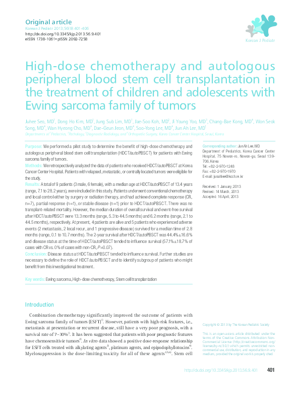 (PDF) High-dose chemotherapy and autologous peripheral blood stem cell ...