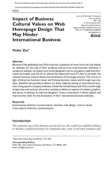 (PDF) Impact of Business Cultural Values on Web Homepage Design That ...