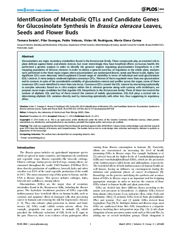 (PDF) Identification of Metabolic QTLs and Candidate Genes for ...
