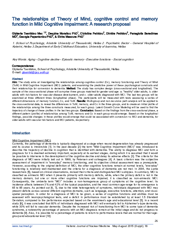 (PDF) The relationships of Theory of Mind, cognitive control, and ...