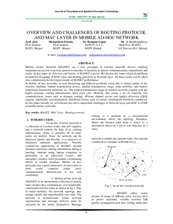 (PDF) Overview and Challenges of Routing Protocol and MAC Layer in ...