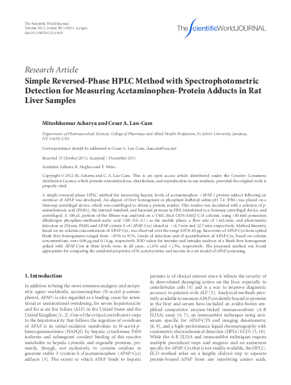 (PDF) Simple reversedphase HPLC method with spectrophotometric