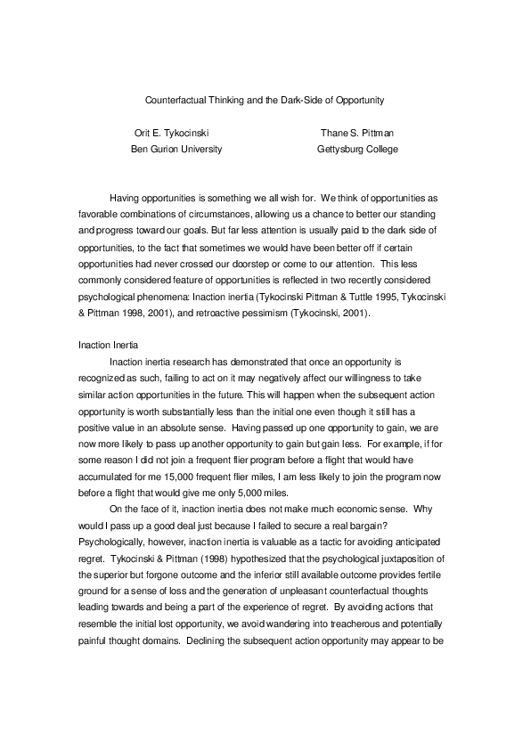 Counterfactual thinking definition picture