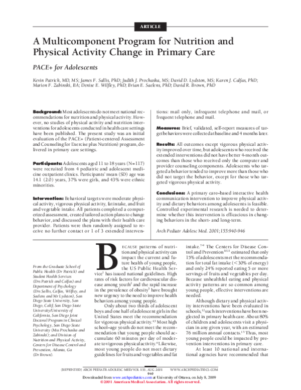 (PDF) A Multicomponent Program for Nutrition and Physical Activity ...