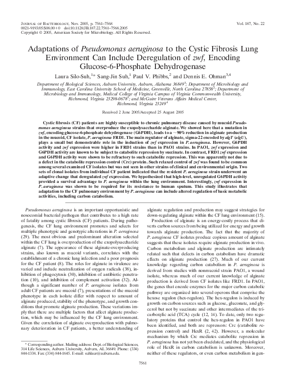 (PDF) Adaptations of Pseudomonas aeruginosa to the Cystic Fibrosis Lung ...