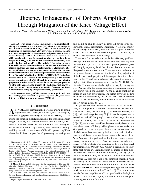 (PDF) Efficiency Enhancement of Doherty Amplifier Through Mitigation of