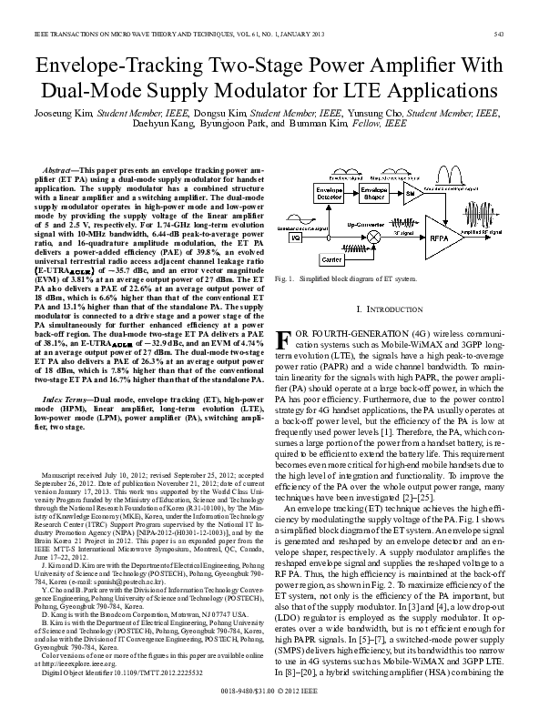 (PDF) EnvelopeTracking TwoStage Power Amplifier With DualMode Supply