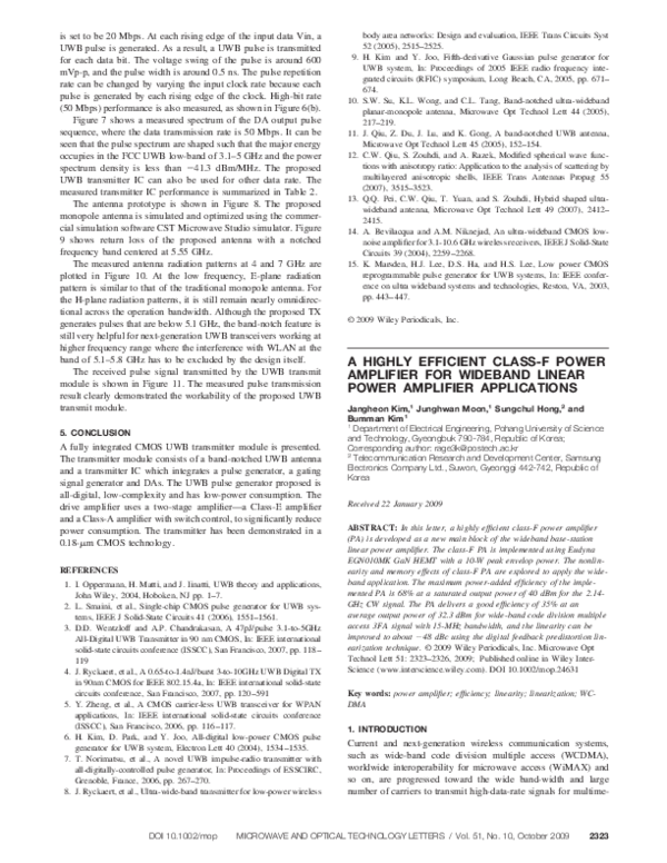 (PDF) A highly efficient classF power amplifier for wideband linear