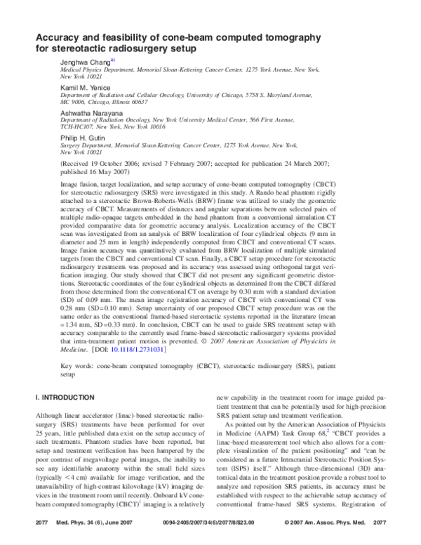 (PDF) Accuracy and feasibility of cone-beam computed tomography for ...