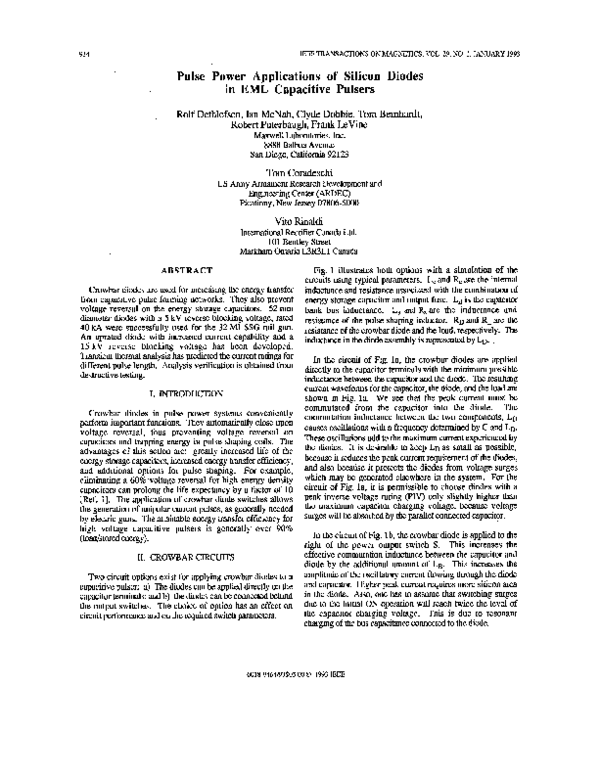 (PDF) Pulse power applications of silicon diodes in EML capacitive pulsers