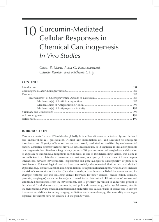 (PDF) Curcumin-Mediated Cellular Responses in Chemical Carcinogenesis