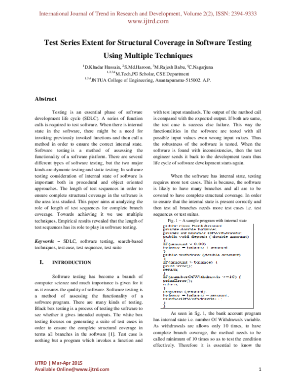 (PDF) Test Series Extent for Structural Coverage in Software Testing ...
