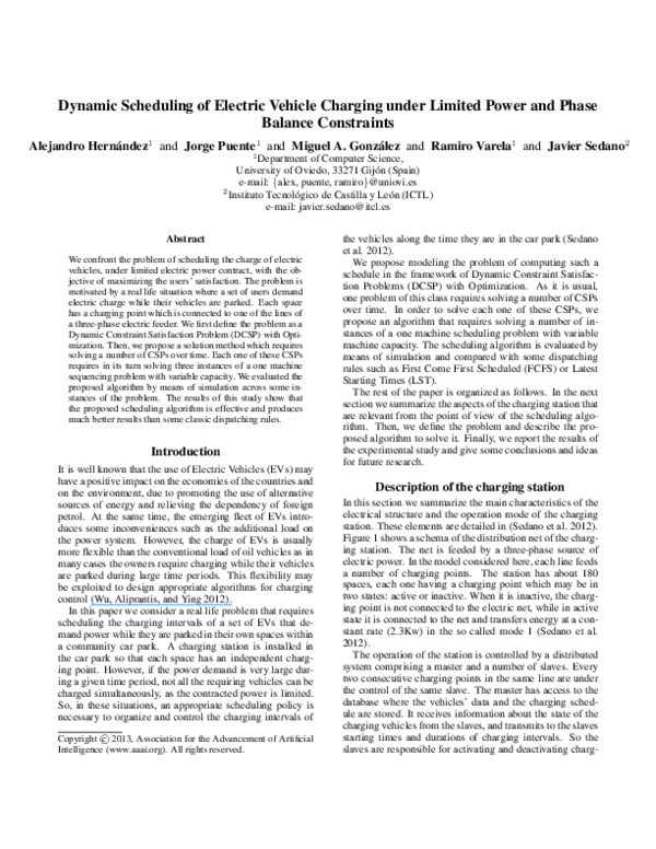 (PDF) Dynamic Scheduling of Electric Vehicle Charging under Limited ...