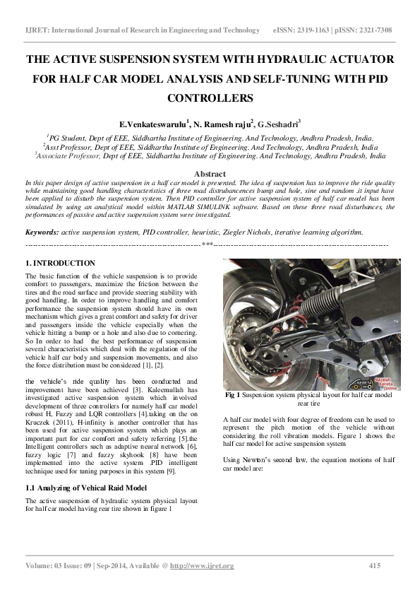 (PDF) THE ACTIVE SUSPENSION SYSTEM WITH HYDRAULIC ACTUATOR FOR HALF CAR