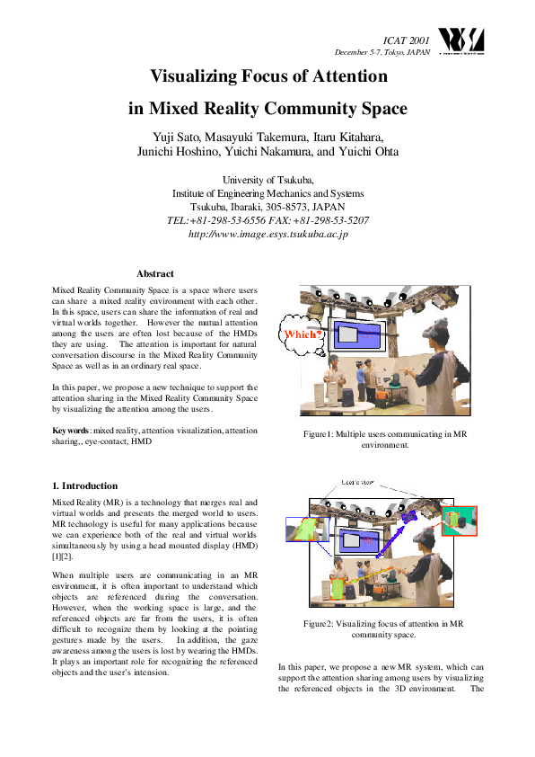 (PDF) Visualizing Focus of Attention in Mixed Reality Community Space