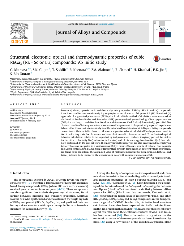 (PDF) Structural, electronic, optical and thermodynamic properties of ...