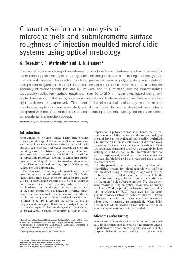 (PDF) Characterisation and analysis of microchannels and submicrometre ...