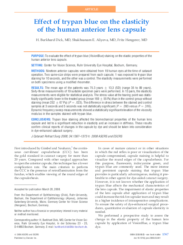(PDF) Effect of trypan blue on the elasticity of the human anterior