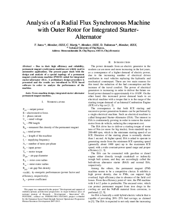 (PDF) Analysis of a Radial Flux Synchronous Machine with Outer Rotor ...
