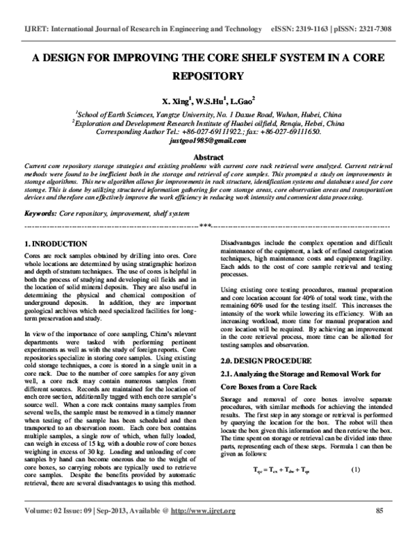 (PDF) A DESIGN FOR IMPROVING THE CORE SHELF SYSTEM IN A CORE REPOSITORY ...