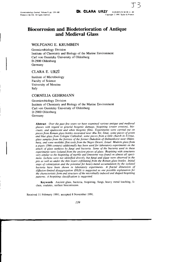 (PDF) Biocorrosion and biodeterioration of antique and medieval glass