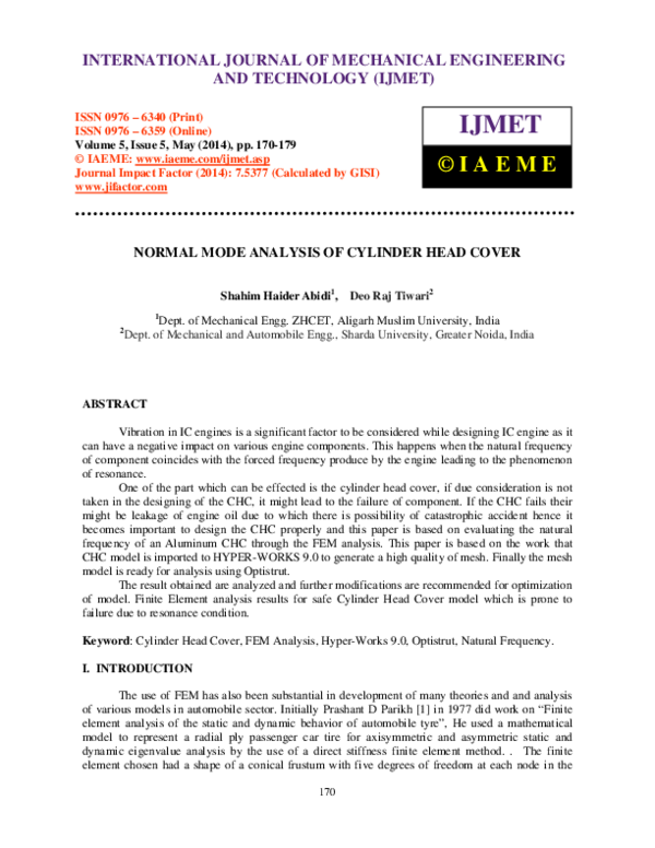 (PDF) NORMAL MODE ANALYSIS OF CYLINDER HEAD COVER